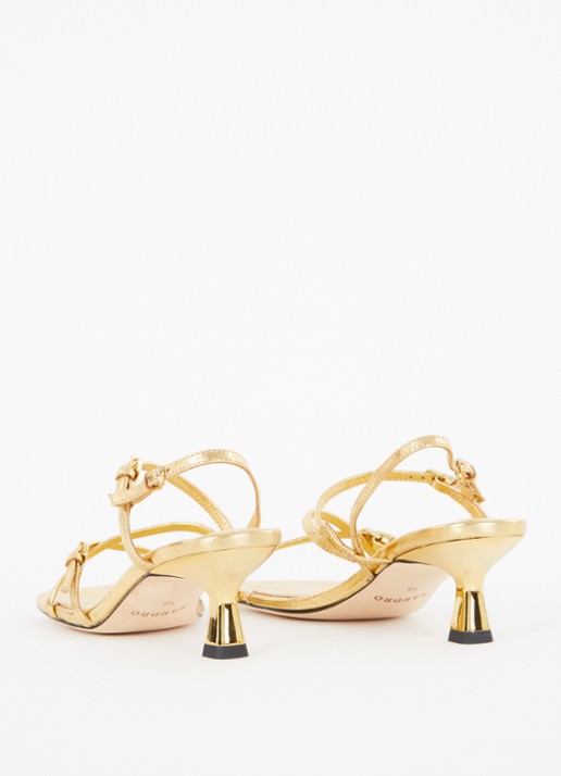 Sandro Sandalette van leer met metallic finish - achterkant 2 goud