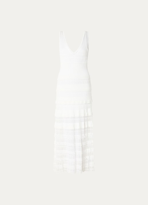 Sandro Semi-transparante maxi jurk  - voorkant gebroken wit