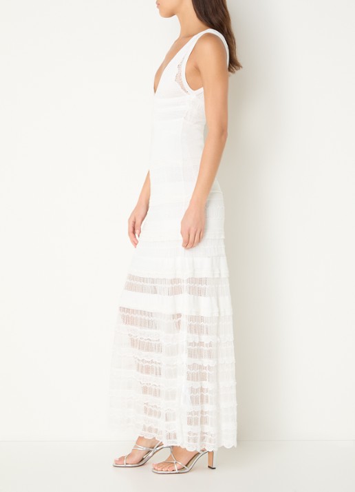 Sandro Semi-transparante maxi jurk  - voorkant 2 gebroken wit