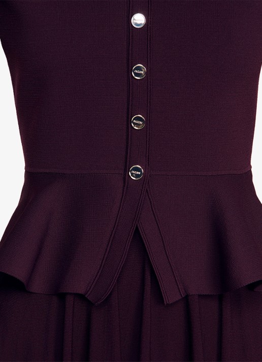 Sandro Semi-transparante midi jurk met peplum - detail 2 bordeauxrood