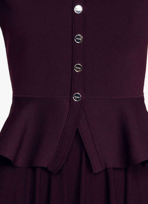 Sandro Semi-transparante midi jurk met peplum - detail 3 bordeauxrood