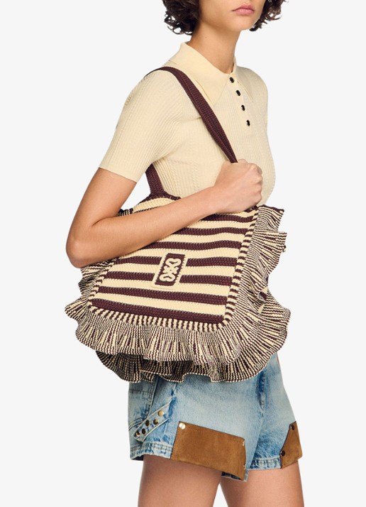 Sandro Shopper met streepprint - voorkant 5 bruin