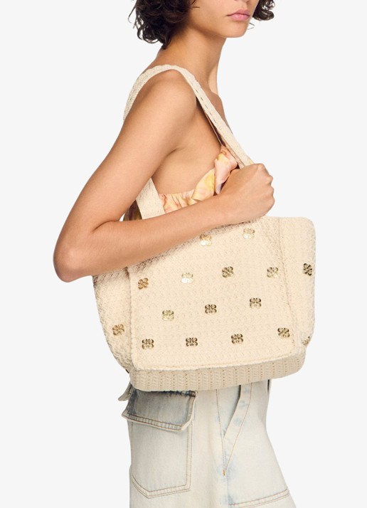 Sandro Shopper met studs - voorkant 6 beige