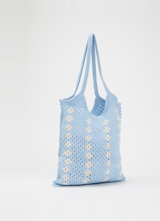Sandro Shopper van crochet - achterkant 6 lichtblauw