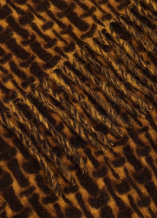 Sandro Sjaal in wolblend met ruitdessin - detail mosterd