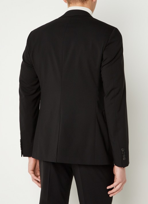 Sandro Slim fit colbert van scheerwol met klepzakken - achterkant 3 zwart