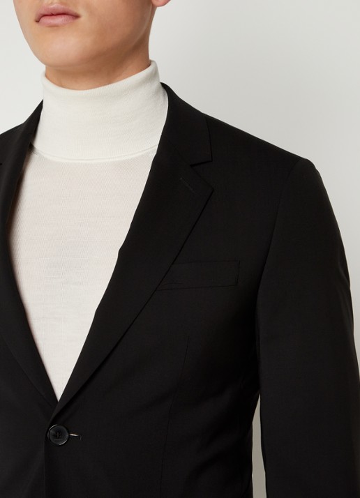 Sandro Slim fit colbert van scheerwol met klepzakken - detail 7 zwart