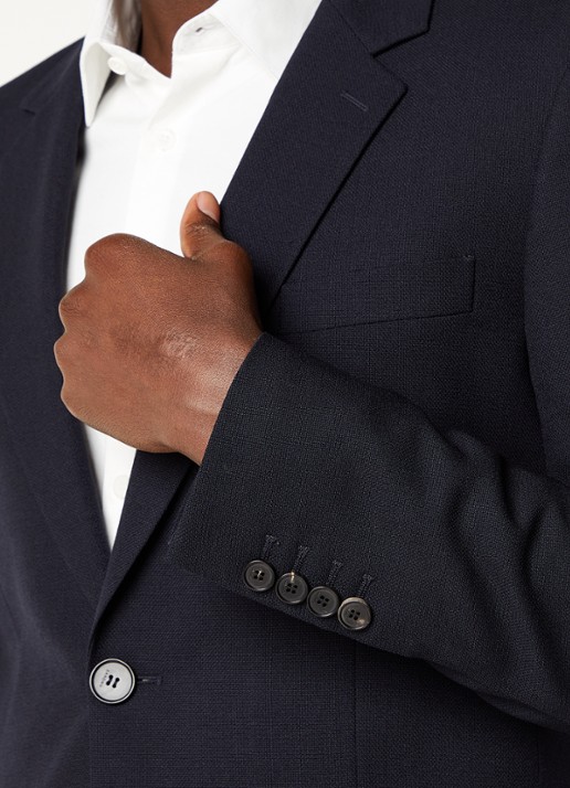 Sandro Slim fit colbert van wol met klepzakken - detail 4 donkerblauw