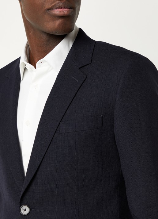 Sandro Slim fit colbert van wol met klepzakken - detail 5 donkerblauw