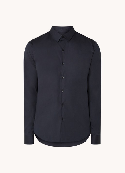 Sandro Slim fit overhemd met stretch - voorkant donkerblauw