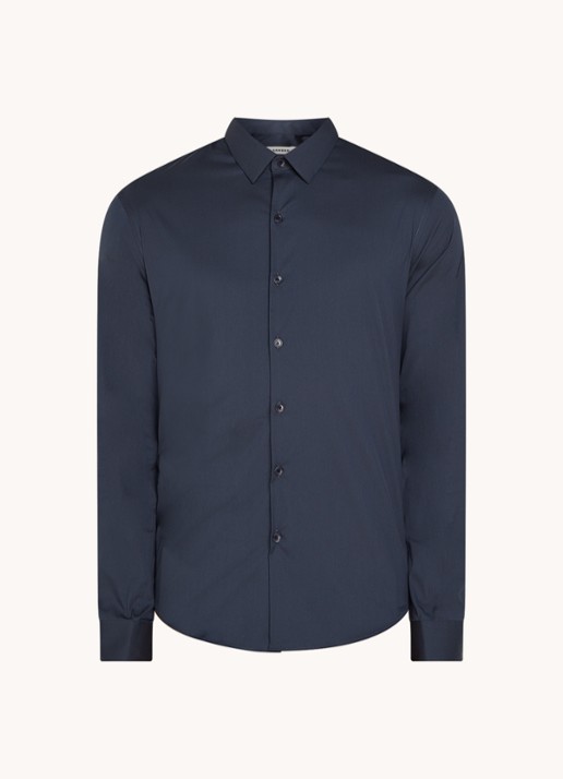 Sandro Slim fit overhemd met stretch - voorkant 3 donkerblauw
