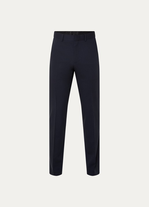Sandro Slim fit pantalon van scheerwol met steekzakken - voorkant 4 donkerblauw