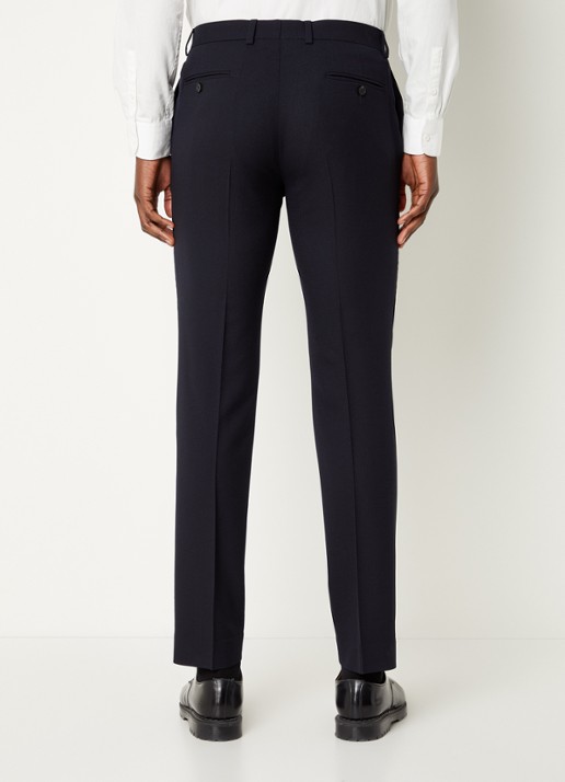 Sandro Slim fit pantalon van wol met persplooi - achterkant 3 donkerblauw