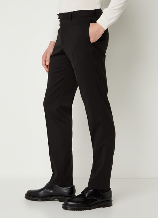 Sandro Slim fit pantalon van wol met steekzakken - detail 5 zwart