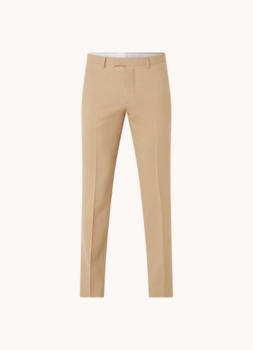 Sandro Slim fit pantalon van wol - voorkant 2 donkerbeige