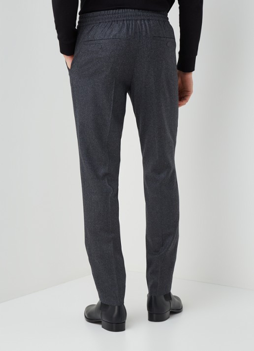 Sandro Slim fit pantalon van wolblend - achterkant 3 donkergrijs