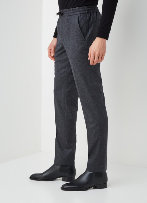 Sandro Slim fit pantalon van wolblend - detail 2 donkergrijs