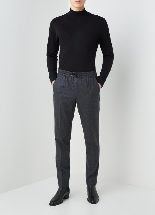 Sandro Slim fit pantalon van wolblend - voorkant 5 donkergrijs