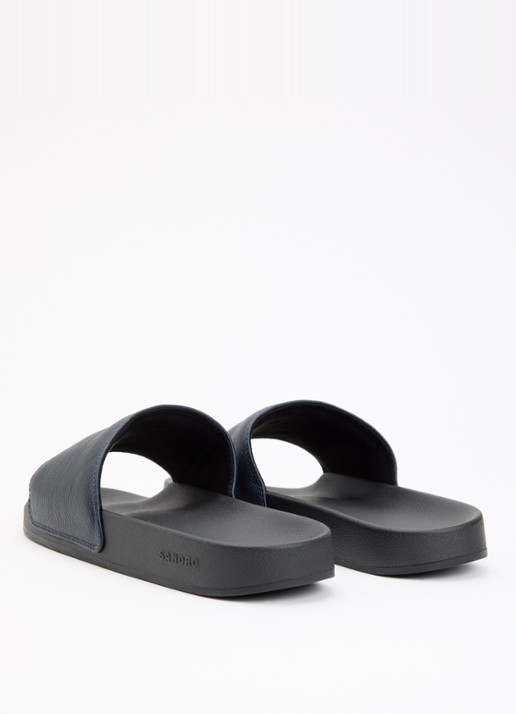 Sandro Slipper van leer met logo - achterkant 4 donkerblauw