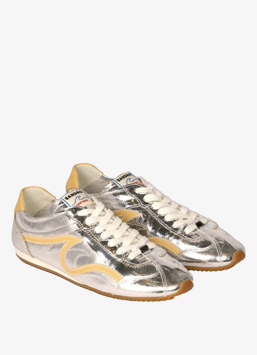 Sandro Sneaker van leer met metallic finish - detail 4 zilver
