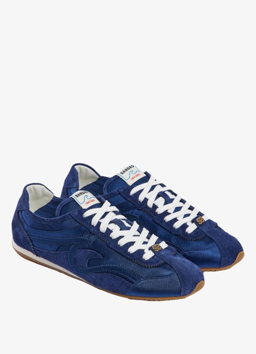 Sandro Sneaker van suède en leer - detail 4 blue / blauw