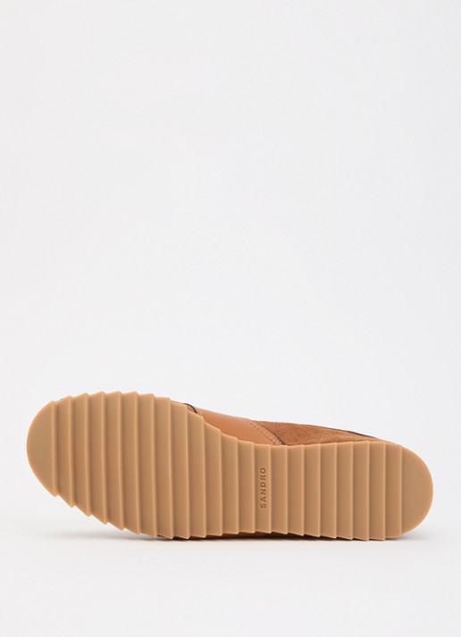 Sandro Sneaker van suède met leren details - detail 3 cognac