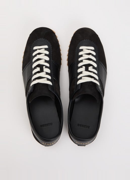 Sandro Sneaker van suède met leren details - detail 3 zwart