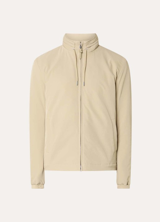 Sandro Softshell jack met opbergbare capuchon en steekzakken - voorkant camel