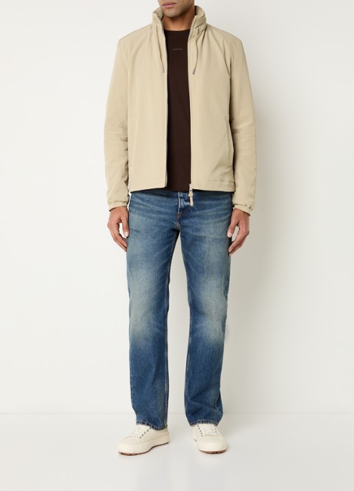 Sandro Softshell jack met opbergbare capuchon en steekzakken - voorkant 2 camel