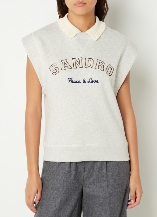 Sandro Spencer met logoborduring en afneembare kraag - detail grijsmele