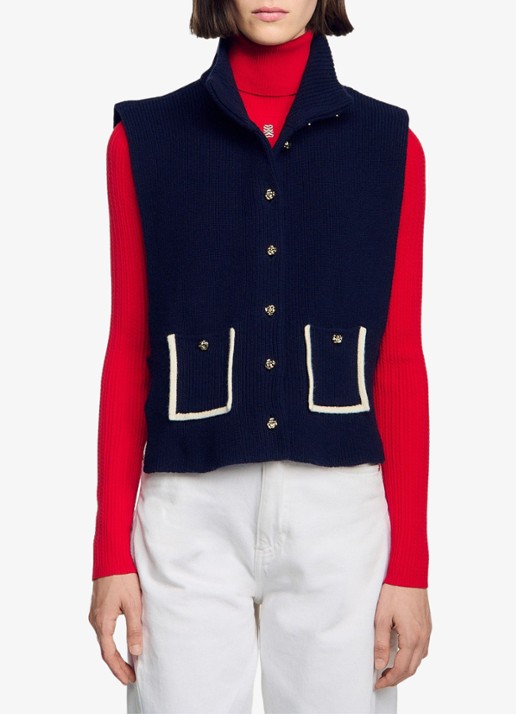 Sandro Spencer met steekzakken - detail navy blue / blauw