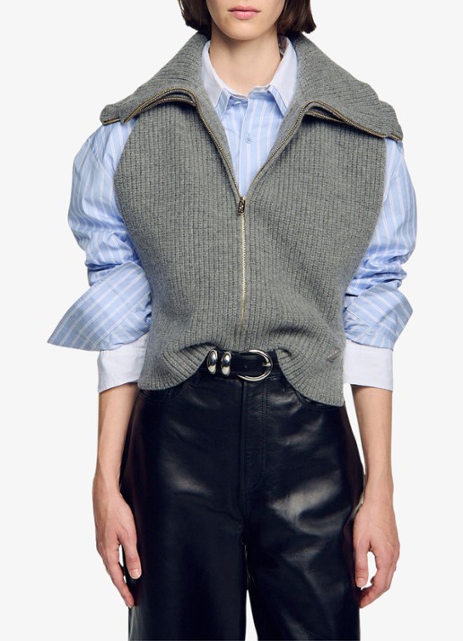 Sandro Spencer van wol - detail grey / grijs