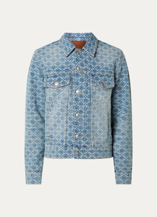 Sandro Spijkerjas met print en steekzakken - voorkant indigo