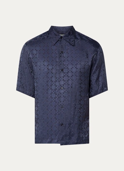 Sandro Square Cross loose-fit shirt - voorkant 3 navy blue / blauw