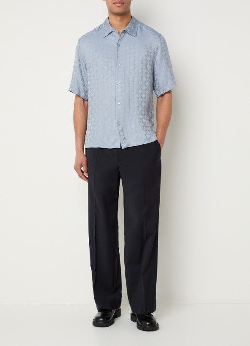 Sandro Square Cross loose-fit shirt - voorkant 3 chambray / blauw