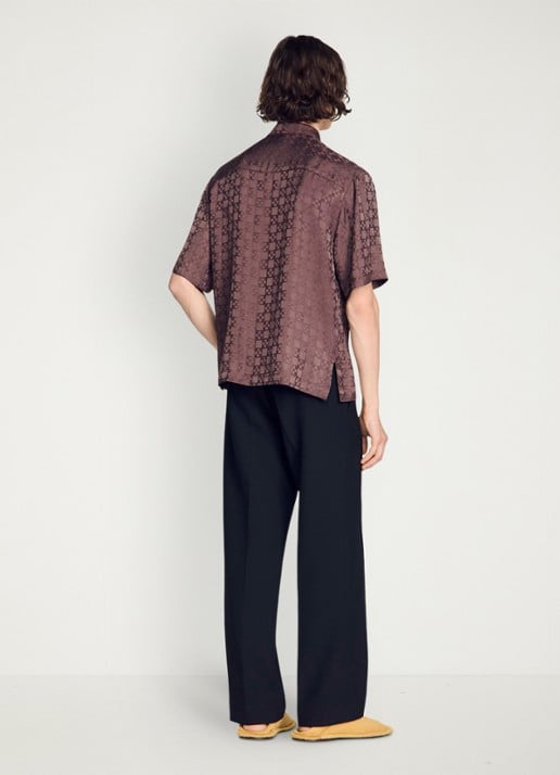 Sandro Square Cross loose-fit shirt - achterkant 2 chocolate / bruin