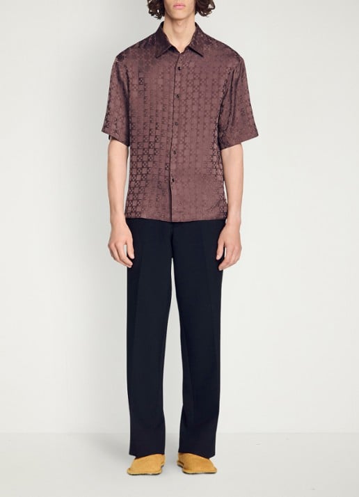 Sandro Square Cross loose-fit shirt - detail 10 chocolate / bruin
