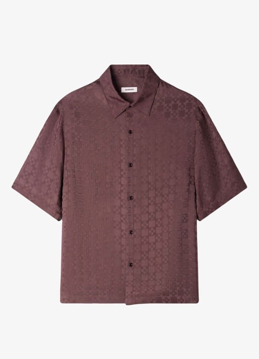Sandro Square Cross loose-fit shirt - voorkant 5 chocolate / bruin