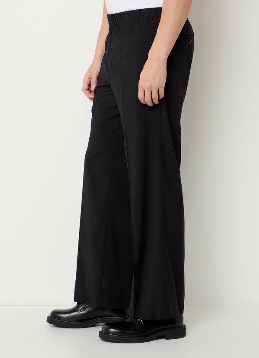 Sandro Straight fit pantalon in wolblend met steekzakken - detail 3 zwart