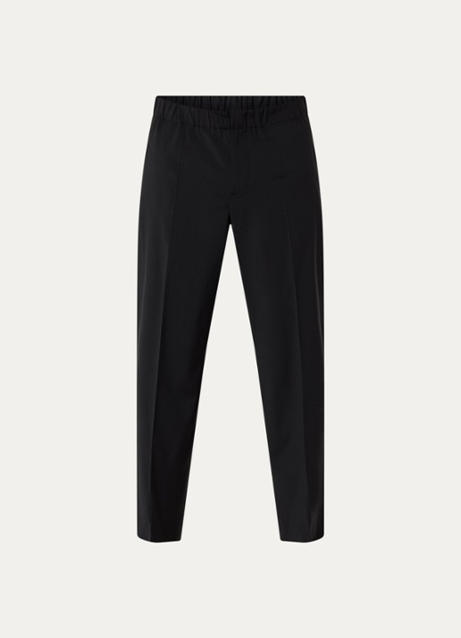 Sandro Straight fit pantalon in wolblend met steekzakken - voorkant 4 zwart
