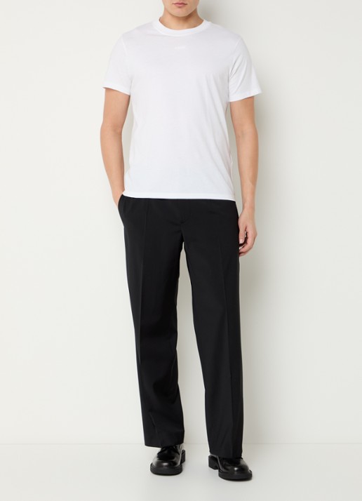 Sandro Straight fit pantalon in wolblend met steekzakken - voorkant 5 zwart