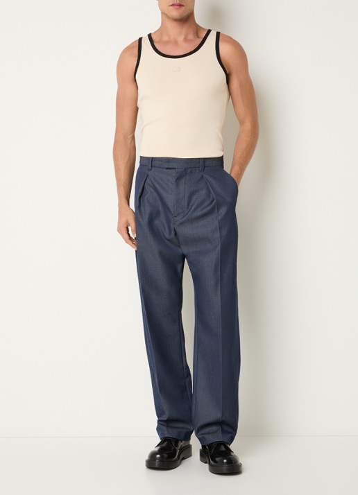 Sandro Straight fit pantalon in wolblend met steekzakken - voorkant 2 indigo