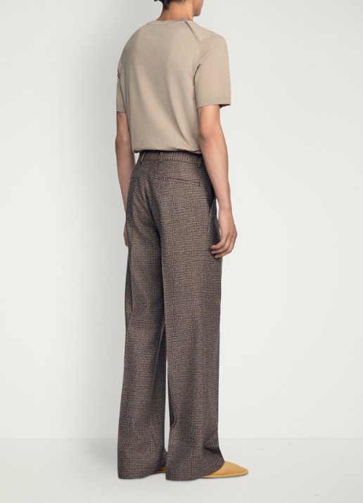 Sandro Straight fit pantalon met ruit dessin - achterkant bruin