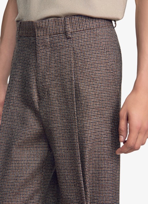 Sandro Straight fit pantalon met ruit dessin - detail 6 bruin