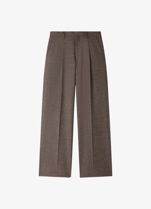 Sandro Straight fit pantalon met ruit dessin - voorkant 2 bruin