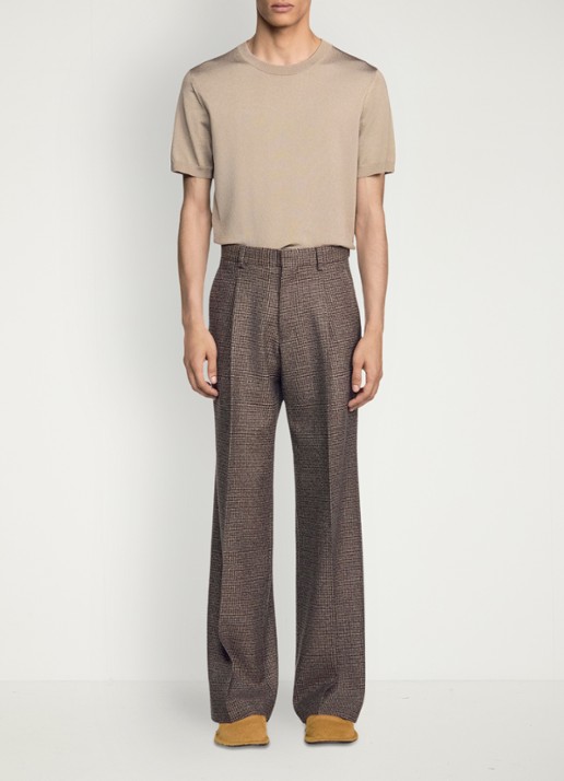 Sandro Straight fit pantalon met ruit dessin - voorkant 3 bruin