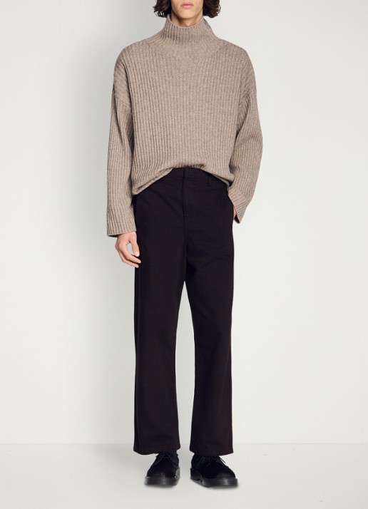 Sandro Straight fit pantalon met steekzakken - detail 5 chocoladebruin