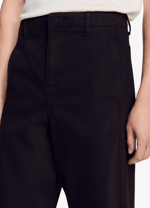 Sandro Straight fit pantalon met steekzakken - detail 6 chocoladebruin