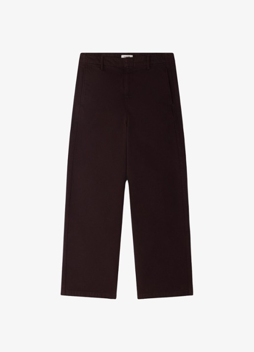 Sandro Straight fit pantalon met steekzakken - voorkant chocoladebruin