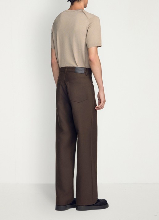 Sandro Straight fit pantalon met steekzakken - achterkant 4 taupe